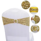 Hot Sale Cheaper Gold Tone Glitter Decorative Sequin Chair Sash For Wedding Party