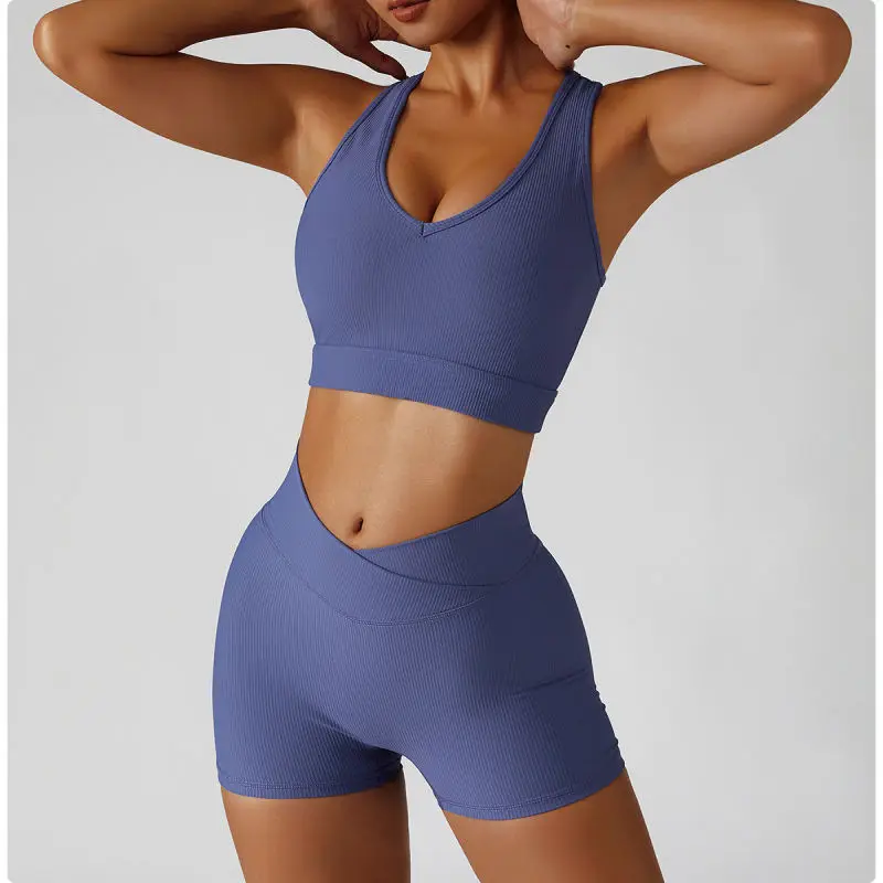 Custom fitness clothing wear plus size seamless yoga set quick dry sports fitness yoga pants shorts