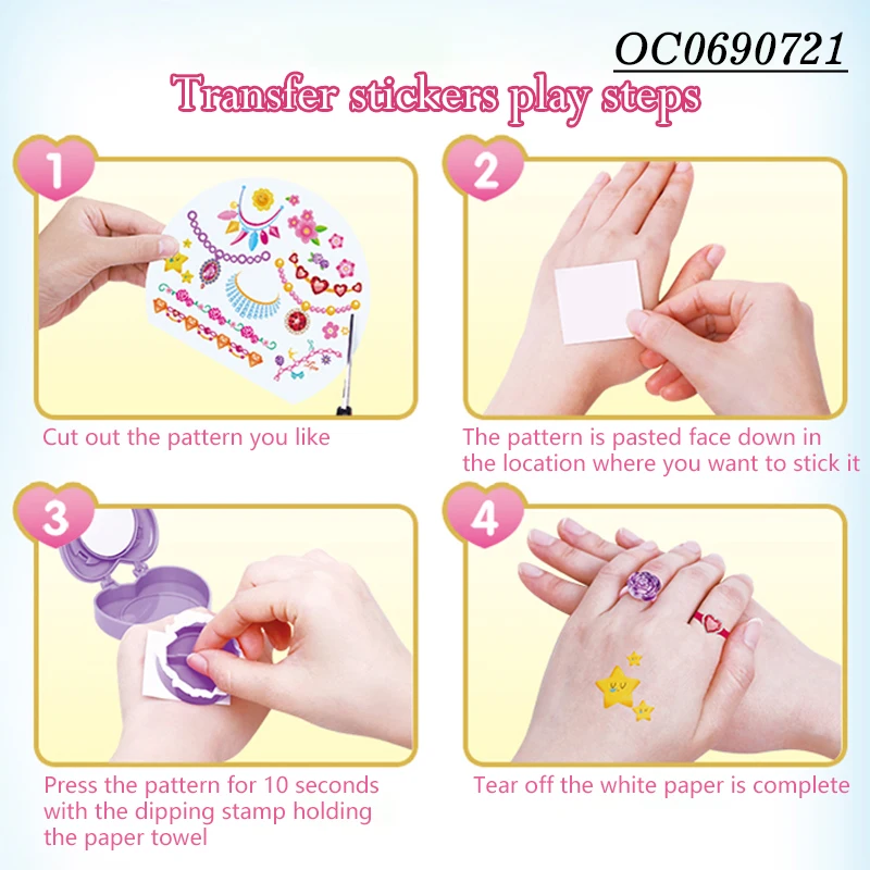 Girl manicure nail accessories art stickers set makeup toys for girls with plastic rings