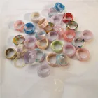 Fashion Acrylic Jewelry Fashion Vintage Aesthetic Acetate Colorful Acrylic Thick Round Rings Set Jewelry