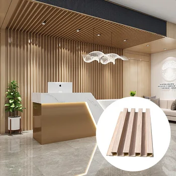 factory direct Wooden Grain PVC Wpc Interior Fluted Wall Panels Designs for Decoration