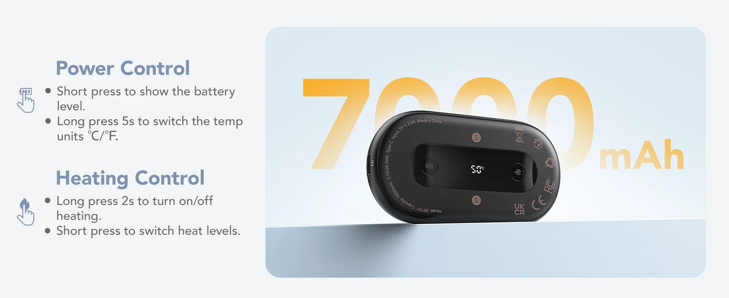 Hand Warmer, 7000mAh, Portable, 20W - detail 14