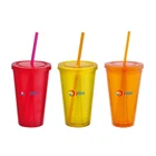 Diy Mug Yongkang Jiakexin Hot Selling Double Wall Plastic DIY Paper Insert Mug With Straw
