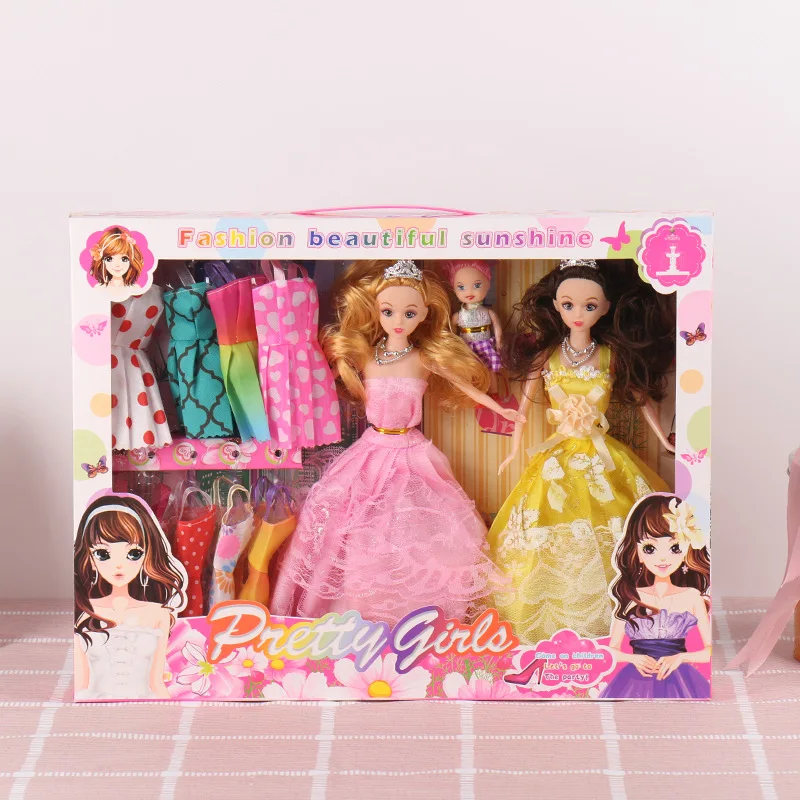 Children's Dressing Wedding Doll Play House Toy Birthday Gift Set Gift Box Doll Det
