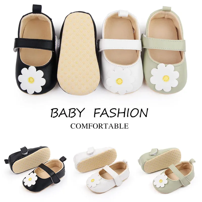 Beautiful Flower Design Soft Leather Baby Toddler Newborn Shoes for Girls details