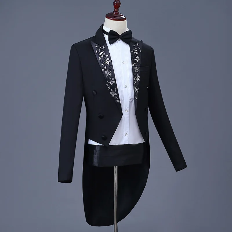 Custom Mens Tail Suit Custom Fitted Grand Dinner Men Three Pieces Black Tuxedo Suits Wedding