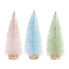 Holiday Xmas Tree Artificial Mini Christmas Plastic Wooden Bottle Brush Tree For Xmas Holiday Home Party Diorama