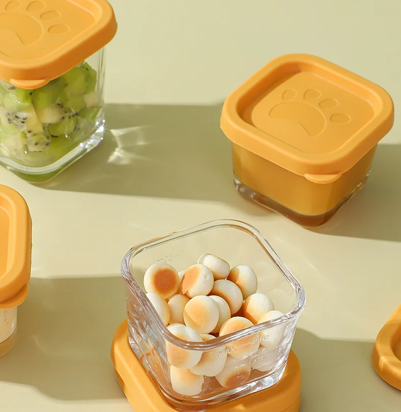 Glassware Baby Glass Containers for Food Storage with Lid Are Made Entirely Without Additives And Other Harmful Materials