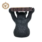 Candle Resin Black Bear Holding Chock Candy Custom Creative Candlestick Candle Holder Decor