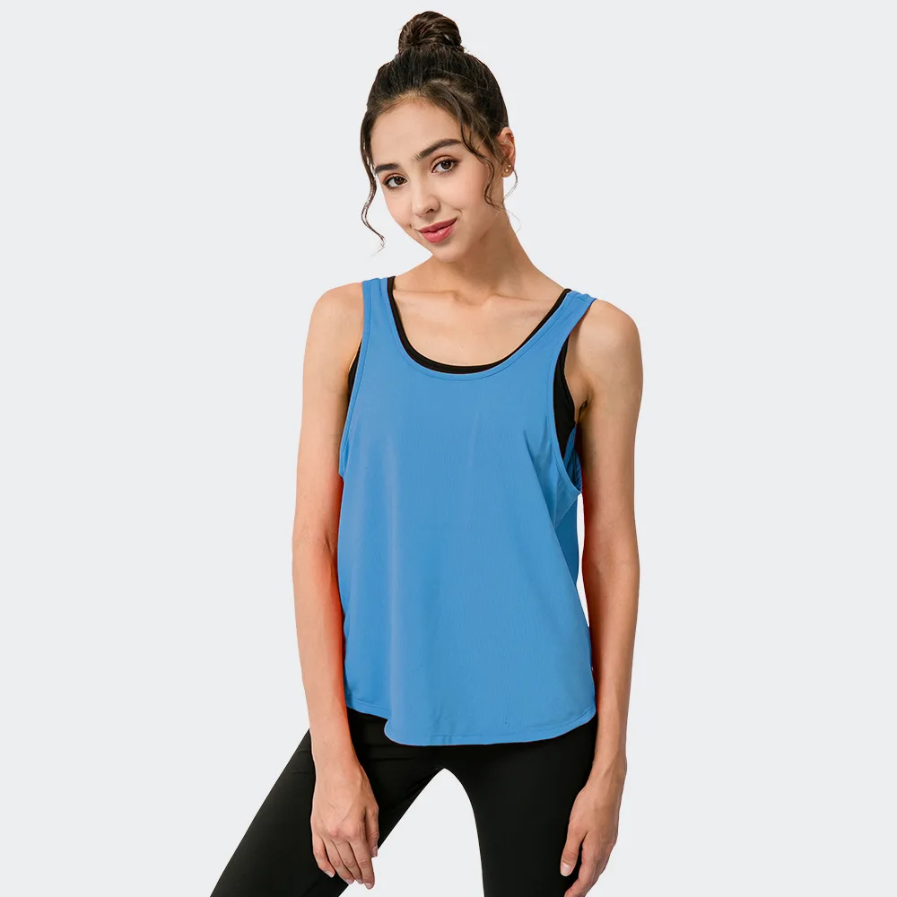Women's loose sports undershirt Running yoga tops hoodie fitness quick-drying breathable training clothes tank tops