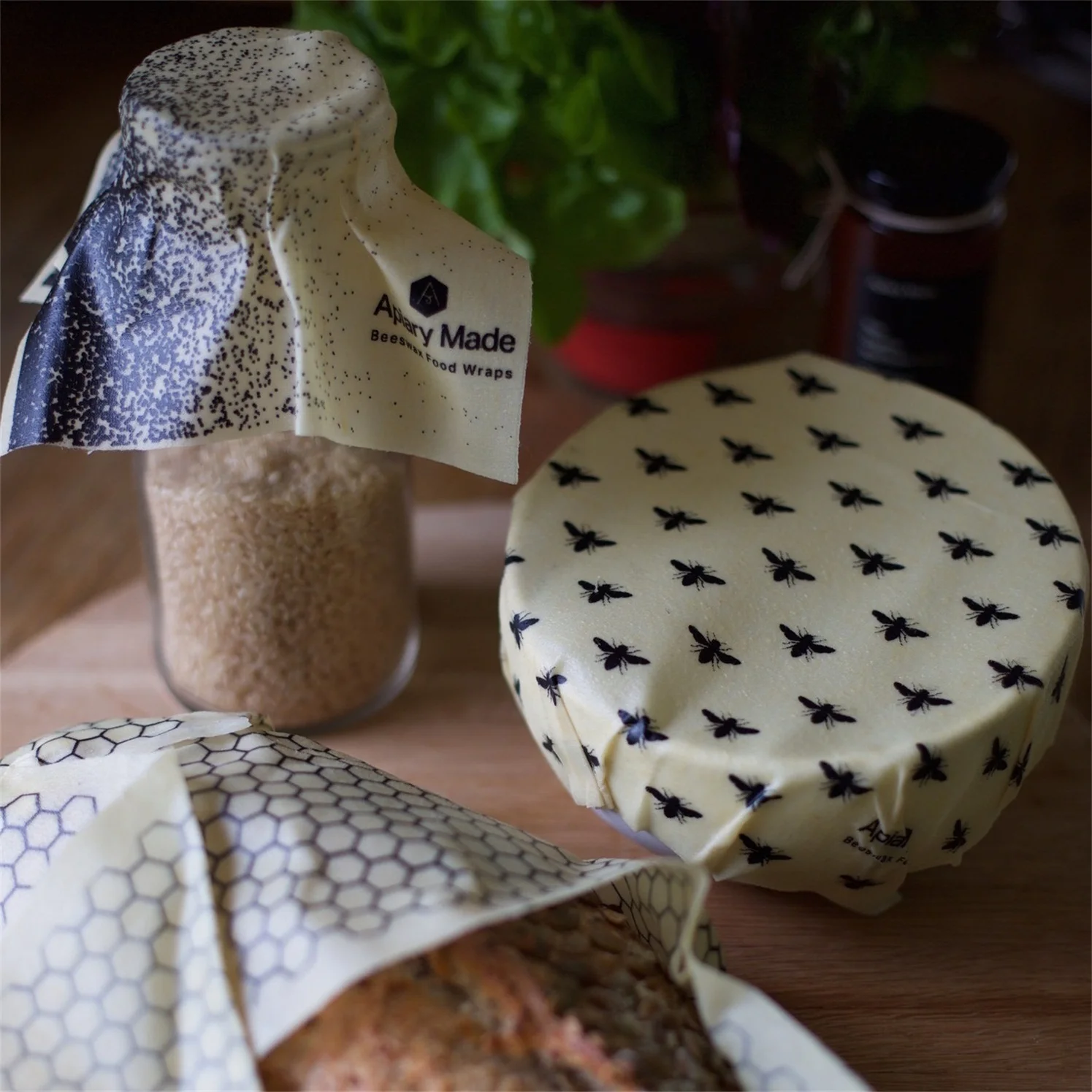 Zero Waste Eco Friendly Vegan Beeswax Food Wrap Reusable Custom Printed