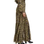 Long Skirt Metro Zebra Print Tiered Long Skirt Custom High Waist Hem Split Ladies Fashion Skirt