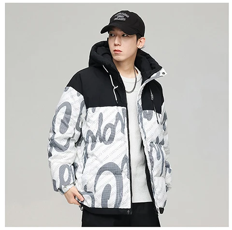 Heavy Duty Hooded Designer Puff Cotton Coat Men's Down Puff Winter Men's Hooded Zipper Down Jacket