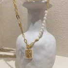 Pearl Necklace Trendypearl Fashion Baroque Pearl Necklace Retro Thick Chain Square Portrait Pendant Necklace