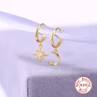 Earrings Earrings Brilliant Pave Setting Cubic Zircon Asymmetry Star And Moon Women Huggies Hoop Earrings