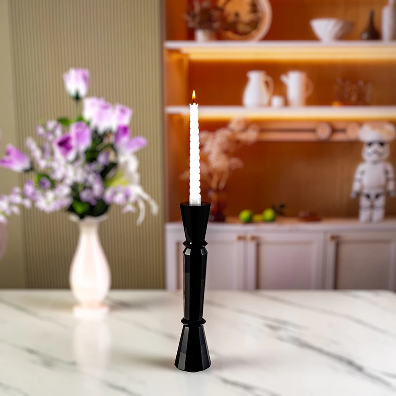 product small bridge high quality black pillar candle holder for wedding home decoration candle holder-4