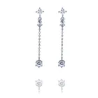 925 Long Earrings Wholesale Dainty 925 Dangle Sterling Silver Zircon Wedding Tassel Long Chain Earrings