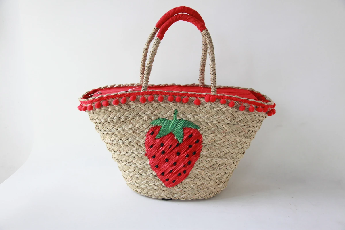 Wholesale raffia straw cooler custom mesh beach bag travel tote beach bag