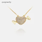 Jewelry Cz Romantic Heart Arrow Jewelry Sets 18k Gold Plated Earring And Pendant CZ Jewelry Sets
