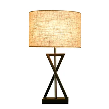 New fashion hotel bedside Cloth table lamp modern Nordic style Metal fabric desk light Black white American antique table lamp