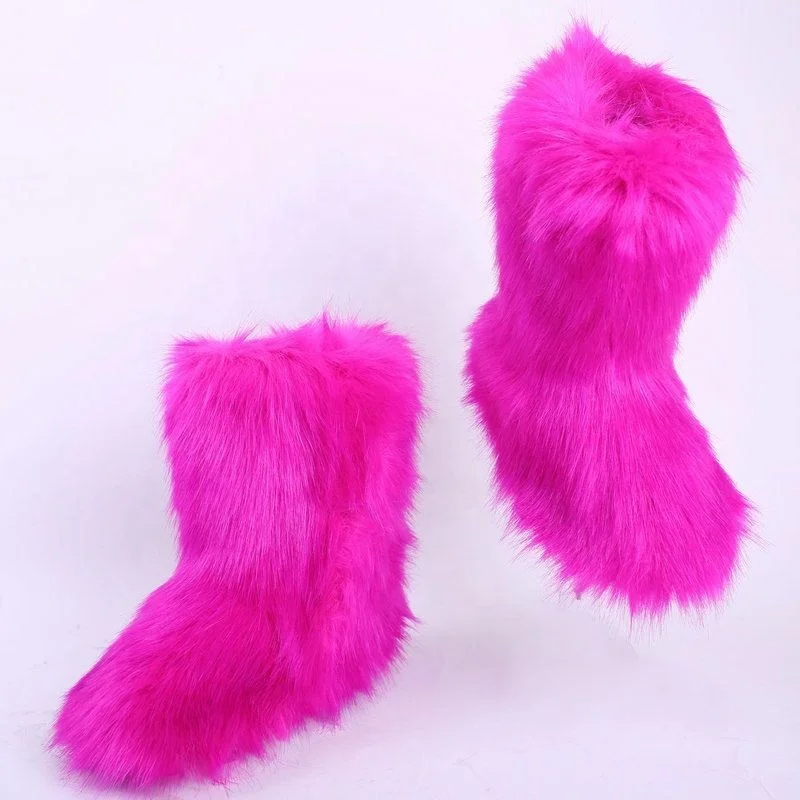 big faux fur boots