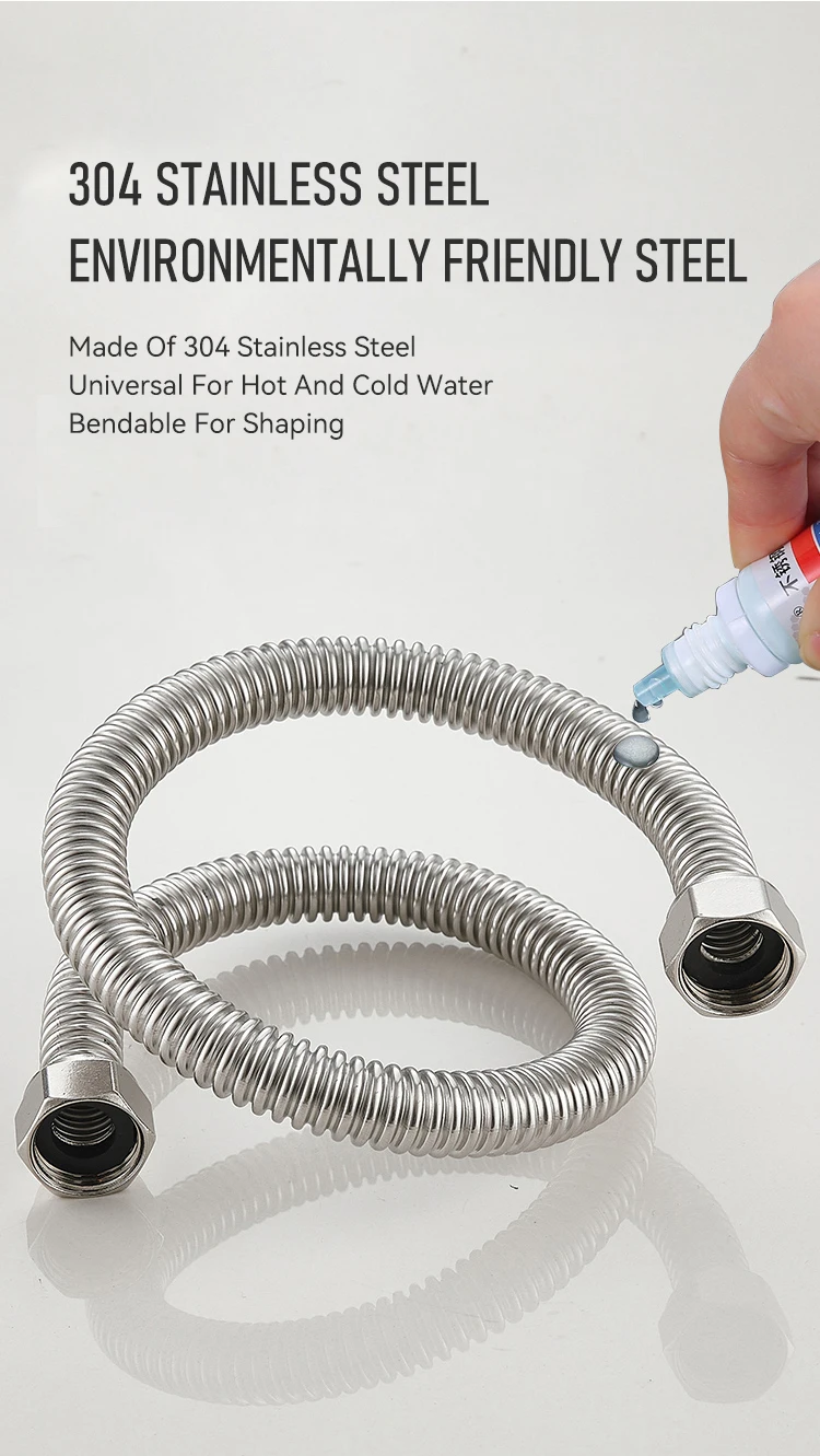 Corrugated Plated 304 Stainless Steel Water Heater Hose Flexible Corrosion & Chemical Resistant for Bathroom Toilet supplier