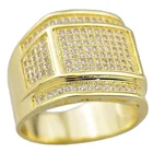 Cz Ring Customized European American Style High Quality Gold Color Fake Diamond Cz Men Ring