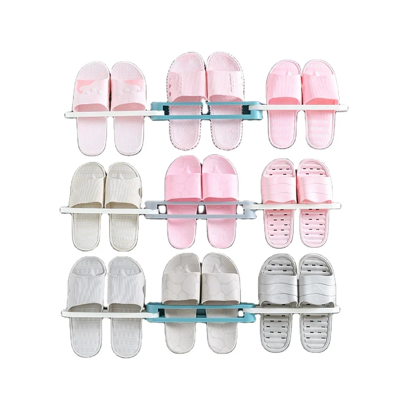Collapsible Bathroom Slippers Storage Rack Free Punch Shoes Shelf sHOE Organiser 