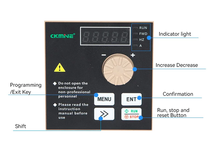 CKMINE 汎用 3 相 220V 低価格 VFD インバーター 1.5kW 2HP 可変周波数ドライブ AC 50hz ～ 60hz モーター制御用サプライヤー
