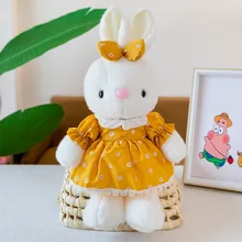 Cute Rabbit Plush Doll Ornament Checkered Skirt Doll Cartoon Bunny Stuffed Animal Plushie Toy