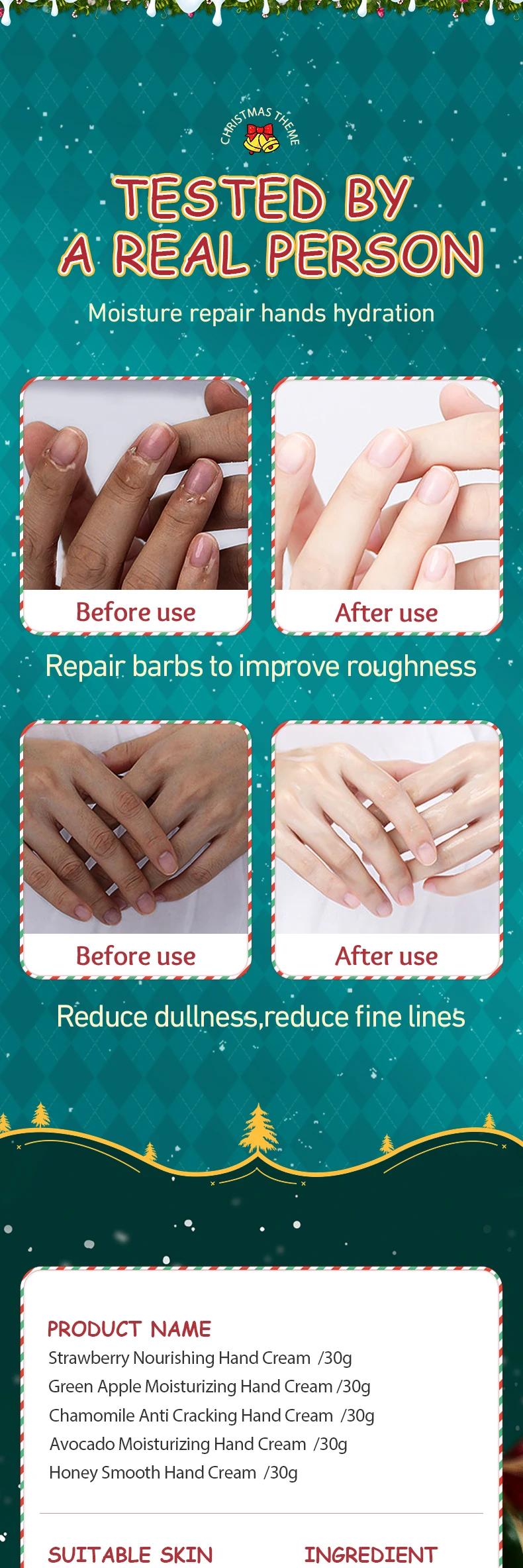 product oem sadoer private label christmas hand cream gift set whitening moisturizing hand care skincare cream set body lotion-10