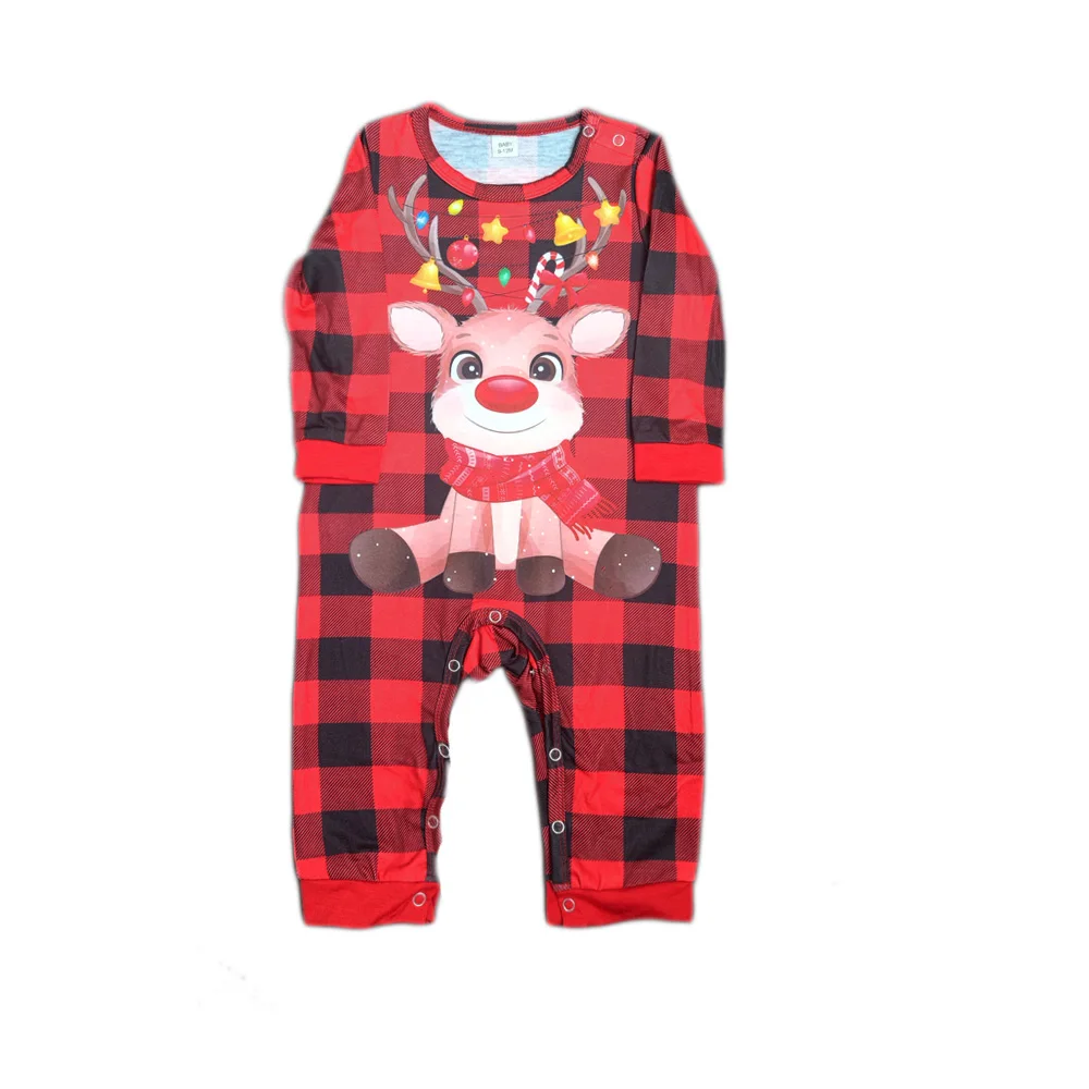 Red plaid Christmas pajamas for children family matching pyjamas