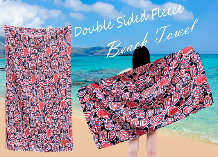 Ready To Ship Hot Selling Printed Sand Free Double Sided Fleece Beach Towel Reversible Quick Dry Microfiber Suede Sports Towels