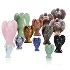 Carving Halloween Gift Handiwork Stone Natural Rose Quartz Pink Carving Figurines Crystal Angel