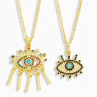Wholesale 18k Gold Plated Tassel Eye Necklace Luxury Colorful Zircon Demon Eye Pendant Necklace For Women