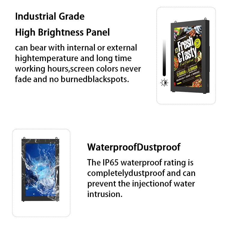 Outdoor Waterproof 32 43 55 65 75 86 Inch Advertising Display Android Media Player Wall Mounted Digital Signage details