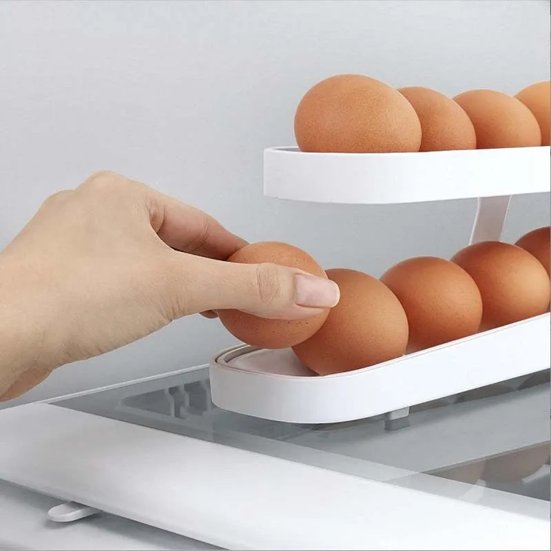 Modern Practical and Fun Plastic Rolling Egg Dispenser Rectangle Design with Multifunctional Features