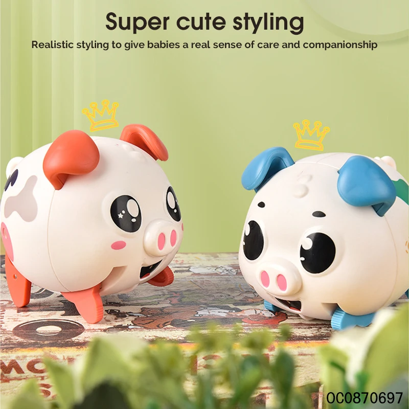 8pcs voice control sensor pig electric walking toy animals with light and music