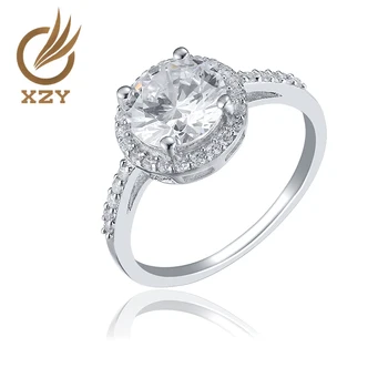 925 silver classical diamond style finger ring with cz / gems stone and rhodium plated