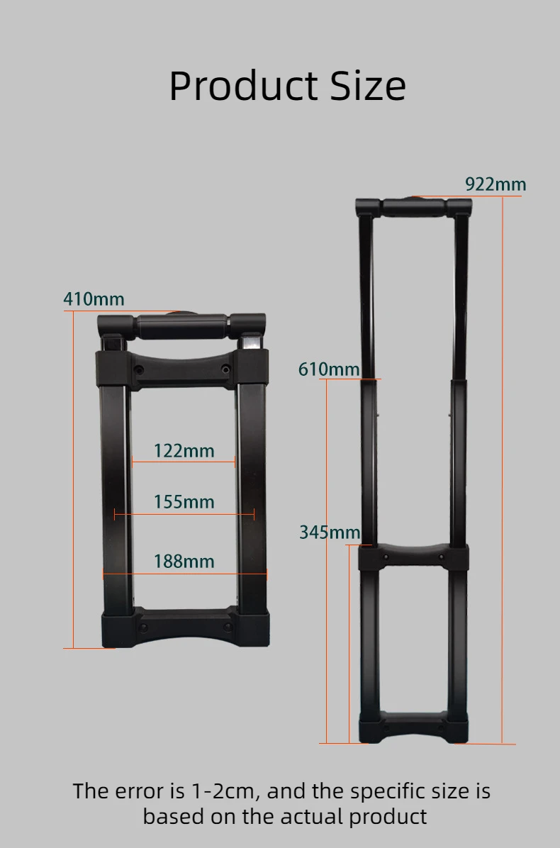 Ergonomic Retractable Luggage Bag Trolley Handle Kg Load Bearing