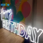 Drop Shipping Cardboard Happy Birthday Acrylic Letters Electronic Custom Neons Sign LED Customized Night Light