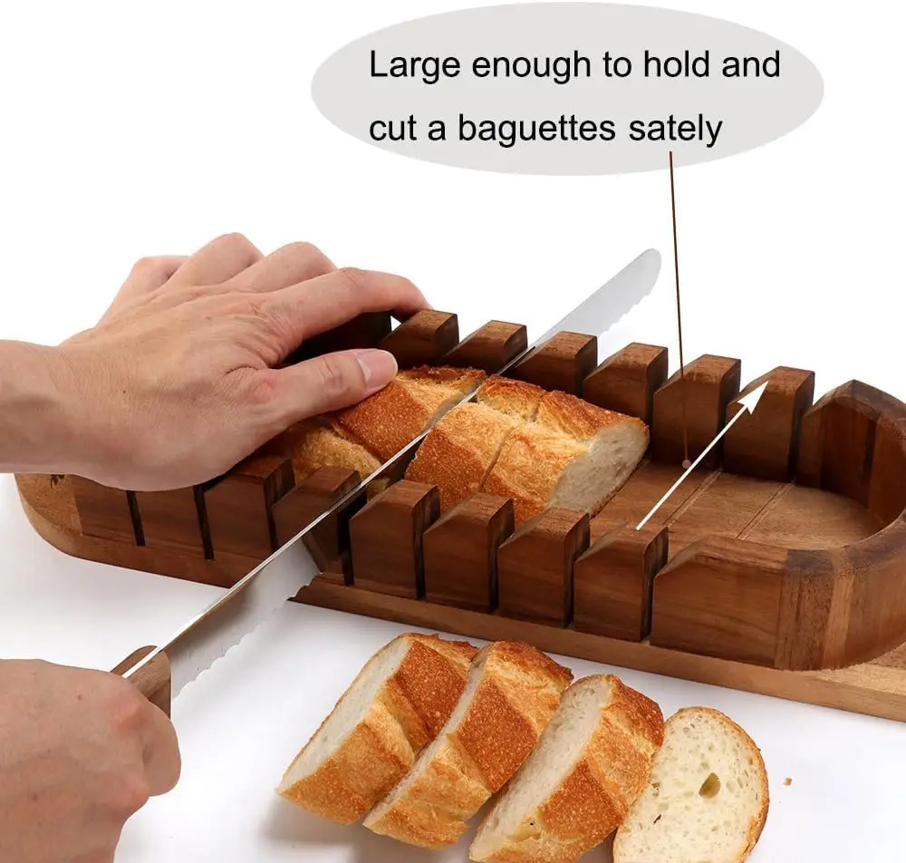 product slotted cutting bread board manual bread slicer cutting board bread slicer with bread knife with storage knife bag for kitchen-5