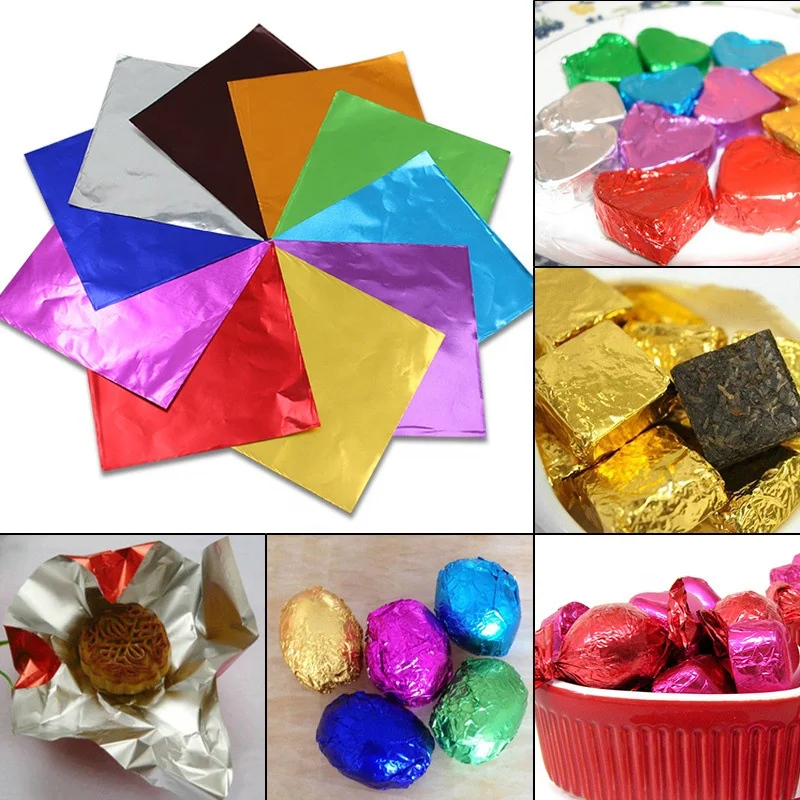 Cheap Wholesale Custom Disposable Food Grade Chocolate Aluminium Foil Wrapping Paper 100pcs pack Colored Foil For Chocolate Eggs