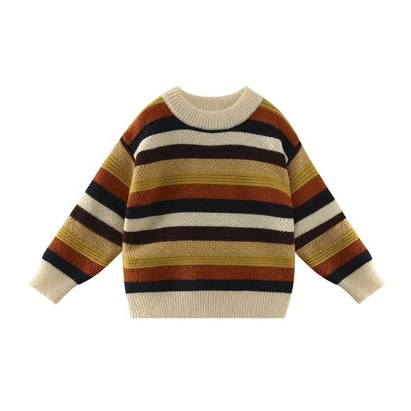 Boy's sweater children's sweater college style solid color thick needle retro children's kids knit sweater