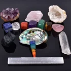 Natural Stones Custom Natural Crystal Stones For Healing Wooden Box Set Charm 7 Chakra Gemstone Stones Kit