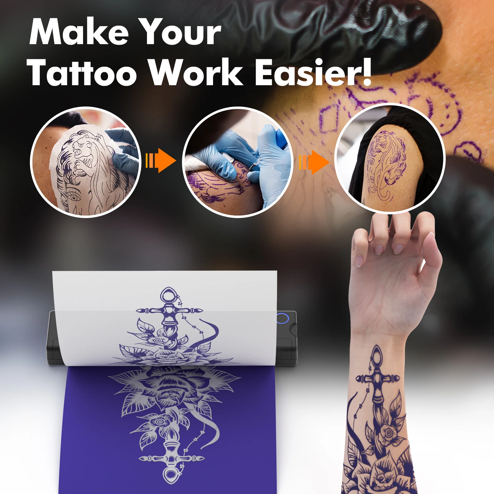 LUCK JINGLE Bluetooth A4 Mini Portable bluetooth Tattoo Printer for Computer and Phone IOS and Android4