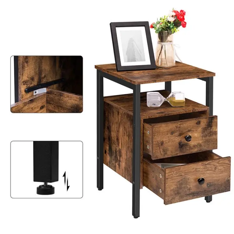 Wholesale Wooden Modern Rustic Small Coffee Bedside Night Stand Side Table With Drawer Multifunctional Furniture For Living Room