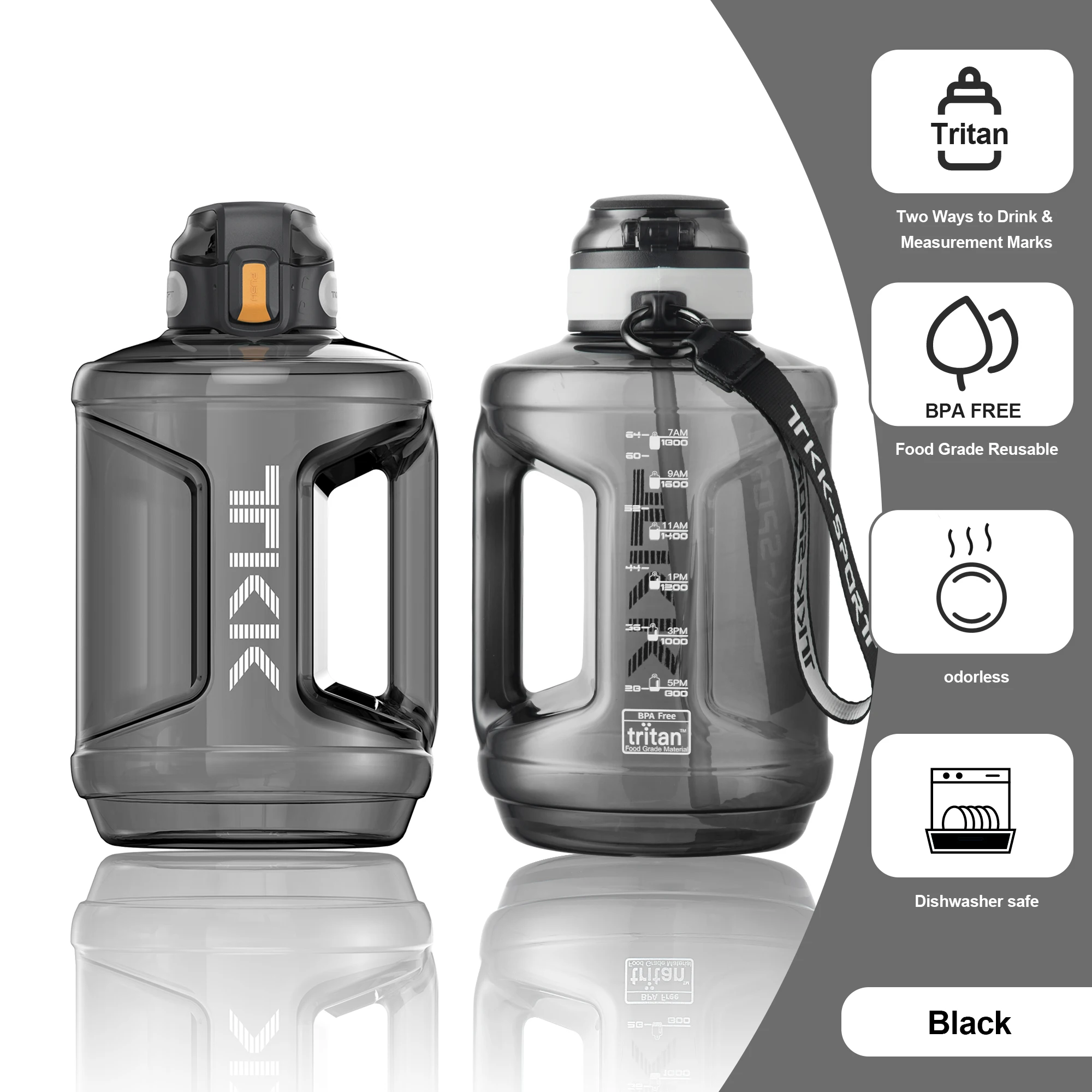 Big custom logo bpa free leak proof 2l reusable tritan gallon with straw gym eco-friendly sports custom plastic water bottle