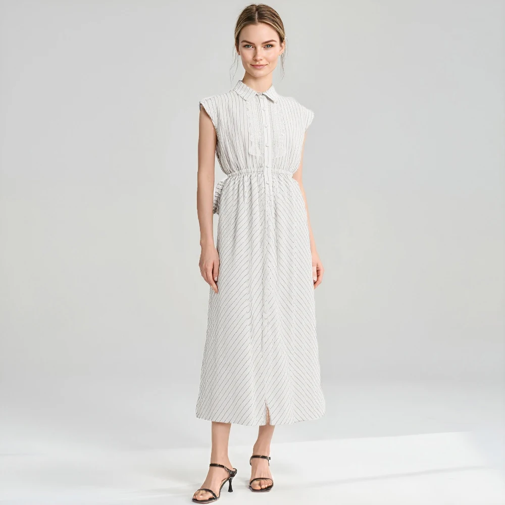 Summer New Fashionable Simple Casual Waist Strap Long Dress details