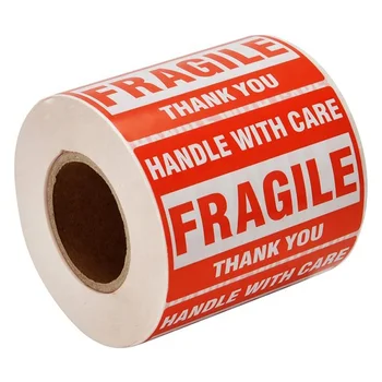 2 x 3 Inch Permanent Adhesive Fragile Stickers Handle With Care Shipping Safety Warning Label in Roll
